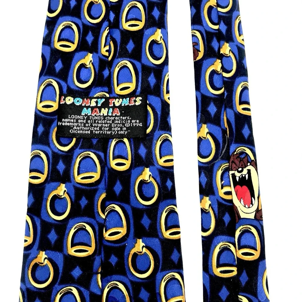 ✅Looney Tunes Taz Necktie Blue 90s Mania Silk #️⃣0030